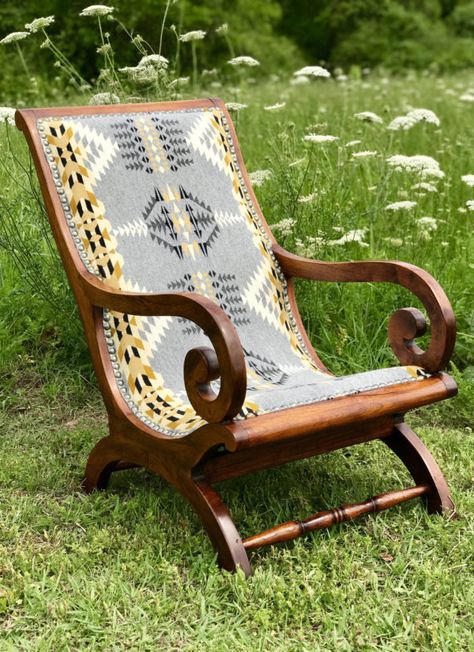 etsy chair Wool Chair, Vintage Decor Ideas, Pendleton Fabric, Vintage Reading, Reupholster Chair, Oversized Chair, Western Furniture, Luxury Chairs, Reading Chair