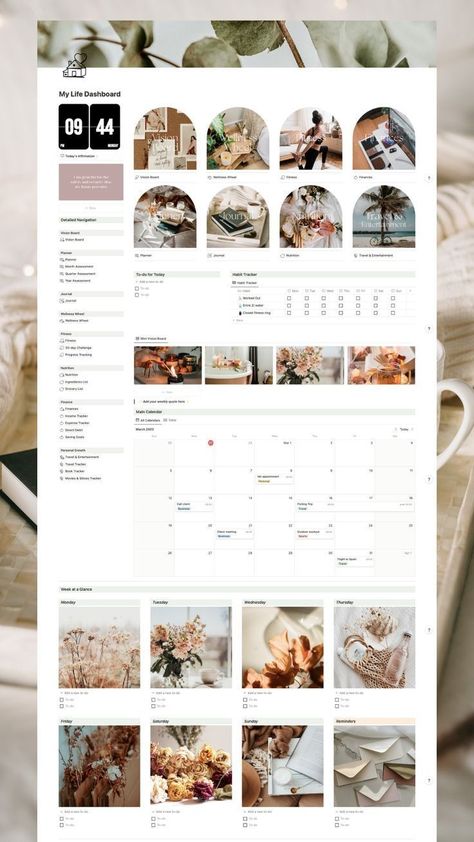 #Organisation #Life_Dashboard #Feminine_Blog_Design #Organised_Chaos Feminine Blog Design, Study Planner Free, Organised Chaos, Notion Inspo, Life Planner Organization, Etsy Planner, Notion Planner, Notion Templates, Small Business Planner