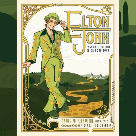 Elton John Crocodile Rock, Oldies Aesthetic, Elton John Concert, Iconic Pictures, Goodbye Yellow Brick Road, Crocodile Rock, Doodle Frame, Gig Poster, Cork Ireland