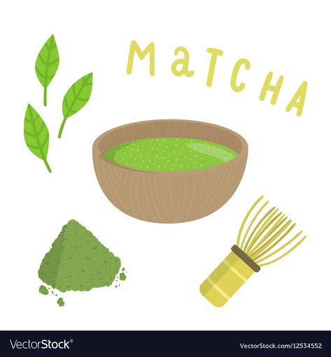 Matcha Cartoon, Matcha Drawing, Matcha Illustration, Matcha Business, Latte Illustration, Making Matcha, Matcha Tea Recipes, Tea Vector, Matcha Tea Benefits