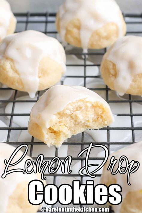 Glazed Lemon Drop Cookies Italian Lemon Cookies Recipe, Tart Glaze, Lemon Drop Cookies, Drop Cookie Recipes, Simple Desserts, Lime Cookies, Desserts Cookies, Food Bars, Bake Recipes