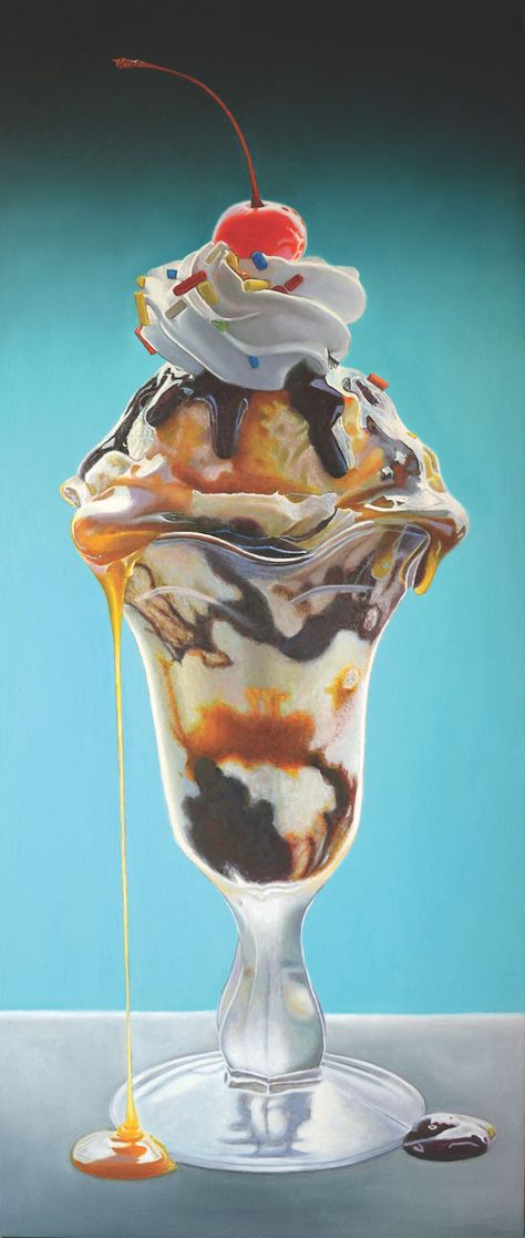 Butterscotch and Fudge sundae by Mary Ellen Johnson | 9 food-inspired creative projects, brought to you by Artists Network and Artists Magazine  -- Hungry for More Art Prompts? Fudge Sundae, What Is Healthy Food, Food Art Painting, Food Artists, Healthy Food Facts, Chocolate Caliente, Food Painting, Think Food, Healthy Food List