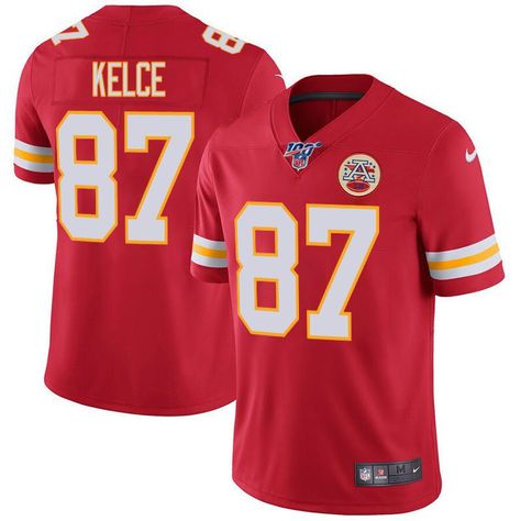 Men's Kansas City Chiefs #87 Travis Kelce Red 100th Season Limited Jersey Check more at http://honashop.com/?product=mens-kansas-city-chiefs-87-travis-kelce-red-100th-season-limited-jersey Kelce Chiefs, Kansas City Chiefs Football, Sport Jersey, Chiefs Football, Patrick Mahomes, Travis Kelce, Kansas City Chiefs, Kansas City, Kansas