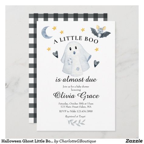 Halloween Ghost Little Boo Baby Shower Invitation Little Boo Is Almost Due, Halloween Baby Shower Theme, Target Halloween, Girl Birthday Party Invitations, Halloween Supplies, Halloween Baby, Halloween Invitations, 1st Birthday Invitations, Baby Shower Invitations For Boys