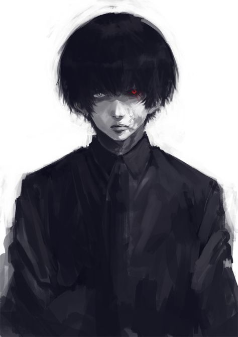 Pixiv ID 1245162 Sasaki Haise, Black And White, Red, Anime, White, Black, Art