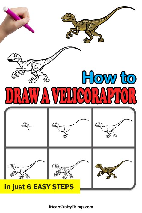 Velociraptor Drawing Easy, How To Draw A Raptor, Velociraptor Drawing, How To Draw Dinosaurs, Ceramic Carving, Ancient Rome Projects, Draw Doodles, Dinosaur Drawing, Draw Animals