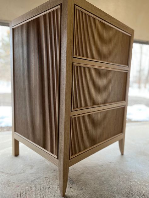 Solid White Oak Reeded Vanity Drawers Natural - Etsy Reeded Front Vanity, Reeded Oak Vanity, Fluted Oak Vanity, Reeded Furniture, Bath Styles, Fluted Drawers, Reeded Vanity, Fluted Vanity, Pole Wrap