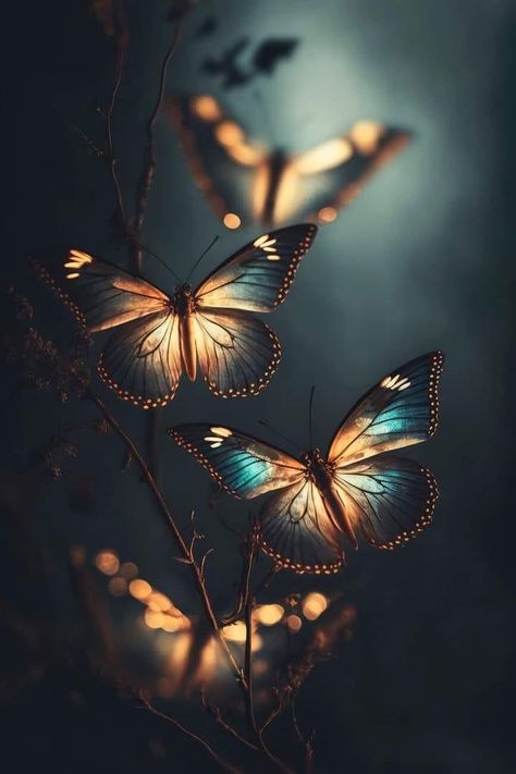 Magical Butterflies, Dreamlike Art, Light Butterfly, Night Butterfly, Magic Butterfly, Butterfly Magic, Magical Butterfly, Butterfly Photo, Brown Butterfly