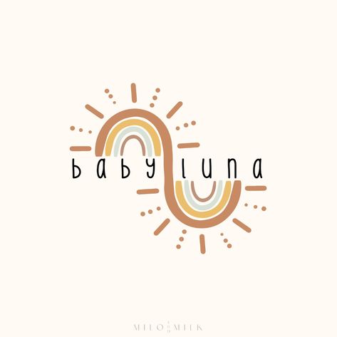 Kids Clothing Logo, Etsy Logo, Fun Logo, Logo Application, Boho Logo, Logo Unique, Sun Logo, Rainbow Logo, Logo Photography