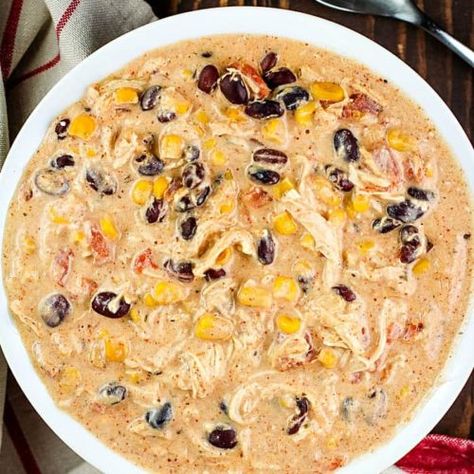 Easy Crock Pot Cream Cheese Chicken Chili - Yummy Healthy Easy Corn Rotel, Chicken Cream Cheese, Creamy Crockpot Chicken, Cream Cheese Chicken Chili, Chicken Chili Crockpot, Black Beans Corn, Chicken Corn, Crockpot Soup Recipes, Chicken Chili Recipe