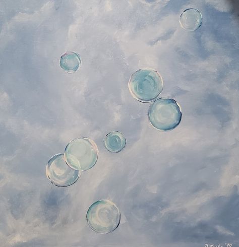 Bubbles Acrylic, Bubbles Painting, Soul Collage, Painting Styles, Bubble Painting, Mermaid Painting, Turtle Painting, Bubble Art, Impressionism Painting