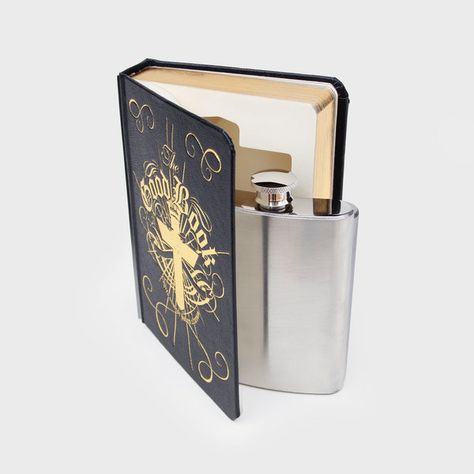 Party | Gift Ideas and Presents | Original Design Secret Flask, Hidden Flask, Silver Flask, Personalised Hip Flask, Whiskey Flask, Buch Design, Leather Bound Books, Alcohol Bottles, Secret Compartment