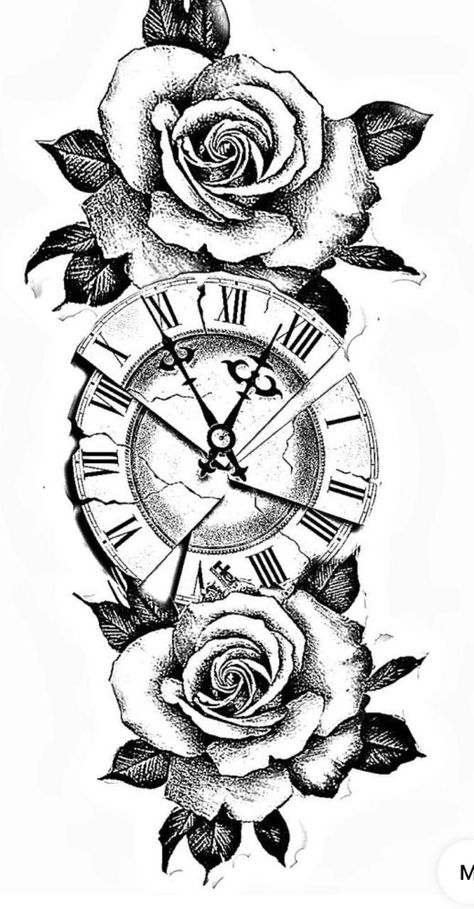 Clock And Rose Tattoo, Memorial Tattoo Ideas, Watch Tattoo Design, Rose Clock, Lion Tattoo Sleeves, Watch Tattoo, Raccoon Art, Flower Clock, Clock Tattoo Design