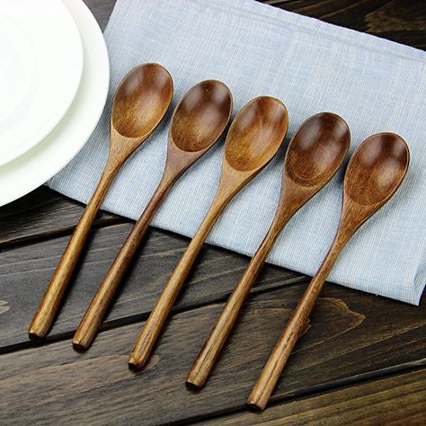 AOOSY Wood Spoons Soup Spoon 5 Pieces Eco friendly Japanese Tableware Natural Ellipse Wooden Coffee Tea Spoon Ladle Set with Case: Amazon.co.uk: Kitchen & Home Wooden Ladle, Wooden Tableware, Wooden Cutlery, Coconut Bowl, Honey Tea, Nasi Goreng, Cooking Spoon, Soup Spoon, Wood Spoon