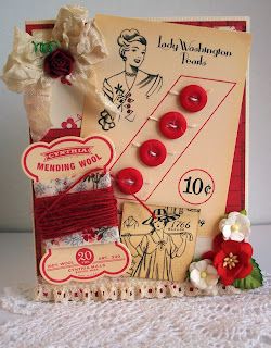 Vintage Sewing Notions, Sewing Cards, Fabric Journals, Vintage Junk Journal, Handmade Tags, Button Cards, Diy Journal, Handmade Journals, Sewing Items