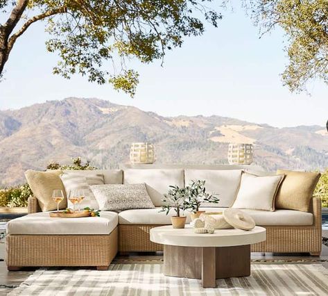 Pottery Barn Outdoor, Affordable Outdoor Furniture, Condo Balcony, Outdoor Sectional Furniture, Balcony Decoration, Patio Couch, Outdoor Patio Set, Golden City, Backyard Furniture