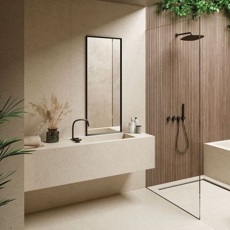 Japandi Toilet, Sand Bathroom, Modern Beige Bathroom, Stone Tile Bathroom, Bathroom Interior Design Modern, Bathroom Retreat, Beige Bathroom, Bathroom Design Inspiration, Bathroom Inspiration Decor