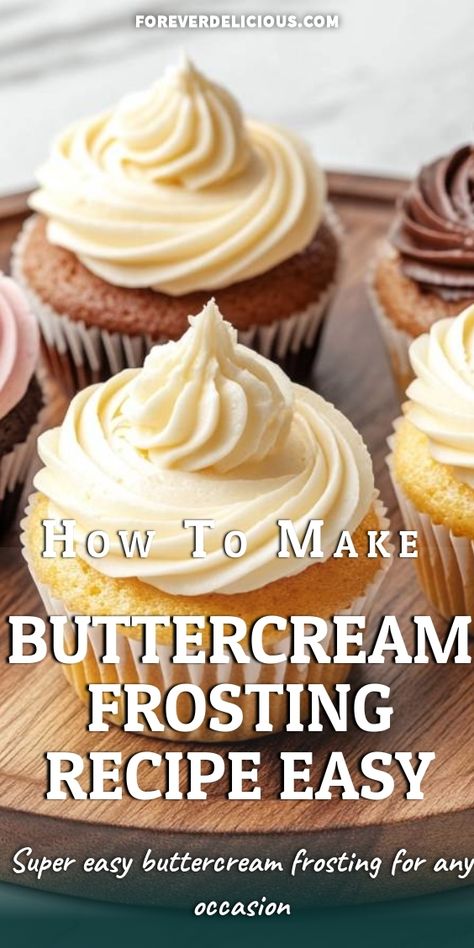 I just discovered the easiest way to create a delicious buttercream frosting that’s perfect for any occasion! Whether you’re decorating cupcakes or cakes, this recipe is a game changer. It's super creamy, sweet, and oh-so-satisfying on any dessert! How To Make Icing Smooth On A Cake, Butter Cream Icing Recipe Easy, Frosting Tips Guide, Easy Butter Cream Frosting Recipe, Creamy Buttercream Frosting, Easy Buttercream Frosting For Cake, Easy Icing Recipe For Cupcakes, Simple Butter Cream Frosting Recipe, Butter Cream Frosting Easy