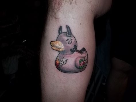 :) Duck Tattoo Ideas, Rubber Duck Tattoo, Cat Skull Tattoo, Tattoo Tv Shows, Duck Tattoos, Tattoos For Best Friends, Friends Tattoo, Horoscope Tattoos, Libra Horoscope