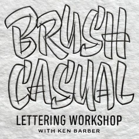 Ken Barber on Instagram: "Learn to create your own stylized brush casual lettering in my Dec. 3 online workshop. See my bio to sign up! • The contours of brush casual letters can take lots of different forms, but their look can extend far beyond the limitations of a brush. The unmatched flexibility of drawn brush casual means that the style is only limited by a letterer’s imagination. After exploring several rough sketches to find the right mood and layout of this example, I sharpened the outlin Ken Barber Lettering, Sign Lettering Alphabet, Expressive Lettering, Fonts Doodle, Sign Lettering Fonts, Lettering Composition, Sign Lettering, Sign Painting Lettering, Doodle Font