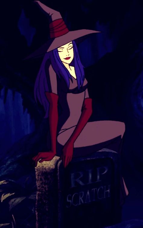 Elvira Scooby Doo, Witch Cartoon Character, Scooby Doo Art Style, Sabrina Spellman Cartoon, Scooby Doo And The Witch's Ghost, Hot Witch Aesthetic, Witch Cartoon Aesthetic, Cartoon Characters With Blue Hair, Blue Hair Cartoon Characters