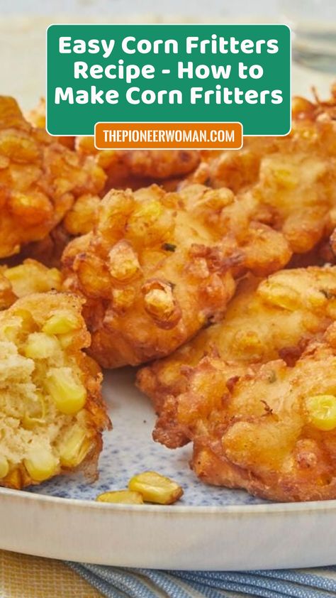 This corn fritters recipe is quick, easy, and delightfully yummy. It's the perfect way to use up fresh summer corn, but you can use canned or frozen corn too. Bisquick Corn Fritters, Can Corn Recipe, Creamed Corn Fritters Recipe, Corn Fritters Recipe Easy, Cream Corn Fritters, Cheesy Corn Fritters, Frozen Corn Recipes, Cornbread Fritters, Best Corn Recipe