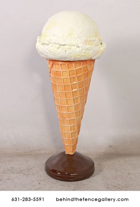 Hard Ice Cream Cone - On Stand Cream Furniture, Scoop Ice Cream, Sugar Cones, Delicious Ice Cream, Life Size Statues, Ice Cream Ice, Cream Ice Cream, Whimsical Home, Food Props