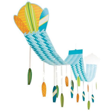 Check out Surfs Up Waves Ceiling Decor | Surf Party tableware and décor from Wholesale Party Supplies from Wholesale Party Supplies Party Theme Colors, Surfing Birthday Party, Pool Party Supplies, Luau Decorations, Surf Party, Surfboard Decor, Pool Party Decorations, Surf Decor, Up Theme