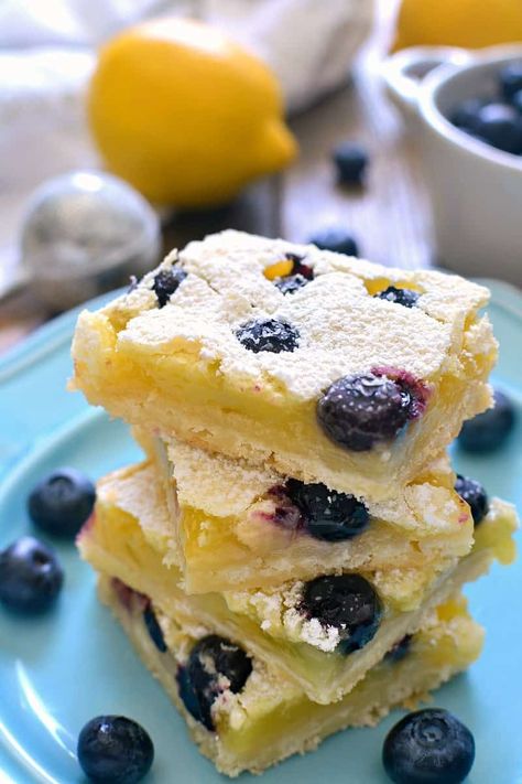 Blueberry Lemon Bars, Lemon Blueberry Bars, Blueberry Cheesecake Bars, Blueberry Bars, Lemon Bar, Lemon Bars Recipe, Blueberry Desserts, Blueberry Recipes, Blueberry Cheesecake