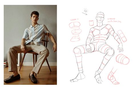 Man Poses Drawing, Drawing Anatomy Poses, Figure Poses Drawing, How To Draw Men, Drawing Proportions, Male Body Drawing, Figure Drawing Tutorial, Gesture Drawing Poses, Human Figure Sketches