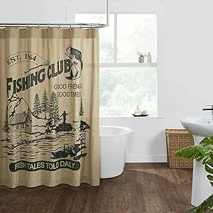 Pine Valley Quilts Fishing Club Cabin Rustic Lake House Shower Curtain 72x72 Fishing Shower Curtain, Retreat Decorations, Fishing Lodge Decor, Lodge Shower Curtain, Cabin Bathroom Decor, Rustic Shower Curtain, Country Shower Curtain, Fishing Cabin Decor, Rustic Shower Curtains