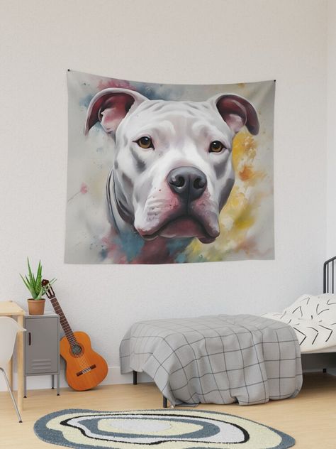 "White Pitbull Dog " Tapestry for Sale by PetArt ⭐⭐⭐⭐⭐ | Redbubble White Pitbull, Pitbull Dog, Dog Design, Pitbull, Tapestry, Dogs, For Sale, White, Design