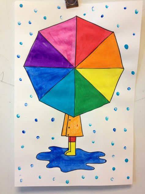 Color Wheel Art Projects, Color Wheel Projects, Color Wheel Art, First Grade Art, 2nd Grade Art, 3rd Grade Art, Wheel Art, Umbrella Art, Ecole Art