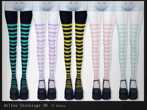 Arltos' Stockings 39 Sims 4 Cc Clothes Leggings, Sims 4 Stockings Cc, Christmas Tights, Glitter Leggings, 4 September, Striped Stockings, Striped Tights, Sims 4 Dresses, White Stockings