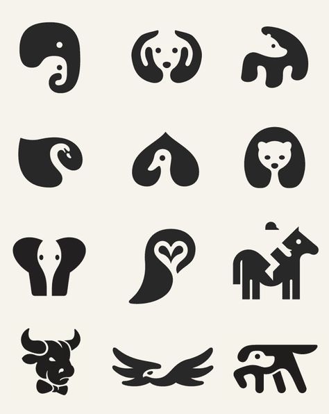 Negative Space Animal Icons by George Bokhua Animal Icon Design, Symbol Ideas, Inspiration Logo Design, Logo Animal, Space Animals, Art Challenges, Desain Editorial, Elements And Principles, Animal Icon