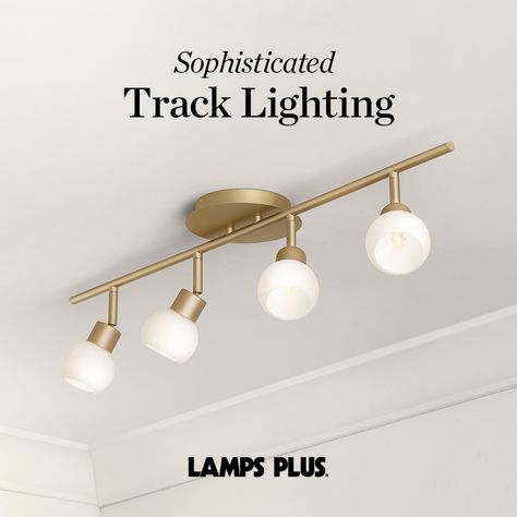 Stylish, sophisticated, modern track lighting in brass, bronze, black, white, and brushed nickel. Gold Track Lighting, Hallway Ceiling Lights, Modern Track Lighting, Track Lighting Kitchen, Track Lighting Fixtures, Led Track Lighting, S Wave, Light Ideas, Lighting Modern