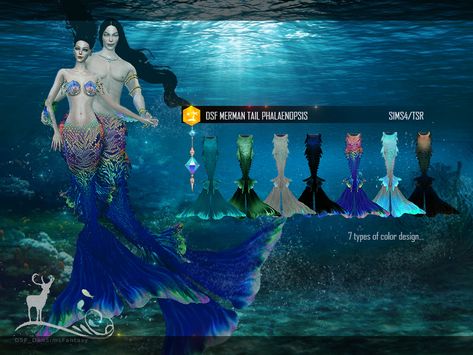 Mermaid Accesories, The Sims 4 Island Living, Black Mermaid Tail, Sims 4 Island Living, Siren Tail, Living Room Sims 4, Merman Tails, Mermaid Island, Los Sims 4 Mods