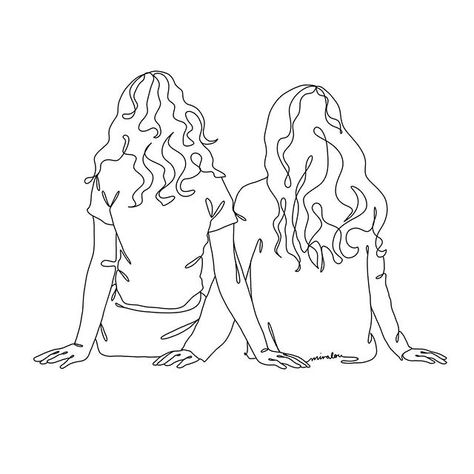 Mary Elizabeth Daly (@meedee396) • Instagram photos and videos Sisters Drawing Sketches, Sister Drawings, Minimalist Backgrounds, Art Sisters, Beachy Tattoos, Sisters Drawing, Art Lineart, Minimal Drawings, Sisters Art