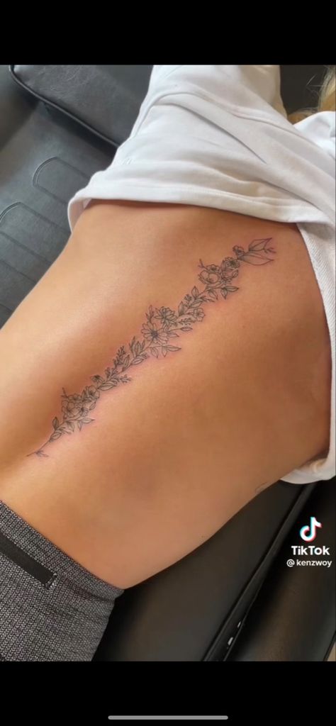 October Birth Flower Tattoo Spine, September Flower Spine Tattoo, Birth Month Flower Spine Tattoo, Southern Spine Tattoos, Straight Line Spine Tattoo, June Birth Flower Spine Tattoo, Sweet Pea Spine Tattoo, November Birth Flower Spine Tattoo, Spine Tattoo Sunflower