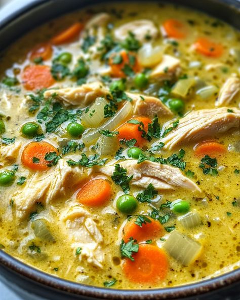 Anti-Inflammatory Creamy Chicken Soup Chicken And Veggie Soup Recipes, Wellness Soup Recipes, Soup With Leeks And Chicken, Soup With Chicken Healthy, Fiber Rich Soups, Chicken And Rice Soup With Ginger And Turmeric, Recovery Soup Recipes, Easy Immune Boosting Soup, Best Soups For When Sick