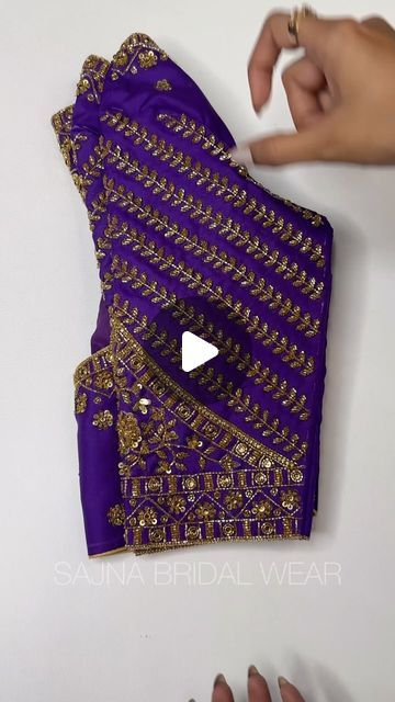 Navratri Purple Zari Work Embroidered Fabric, Embroidery Blouse, Chennai, Custom Embroidery, Bridal Wear, Embroidery Art, Blouse Designs, Hand Embroidery, Embroidery Designs