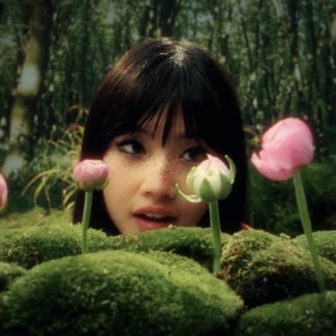 A Woman, Flowers, Hair, Pink, Black