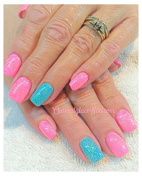 Pretty Nails Glitter, Sculpted Gel Nails, Sns Nails Colors, Nails Easter, Nails Dip, Teal Nails, Turquoise Nails, Sculpted Nails, Pink Gel Nails