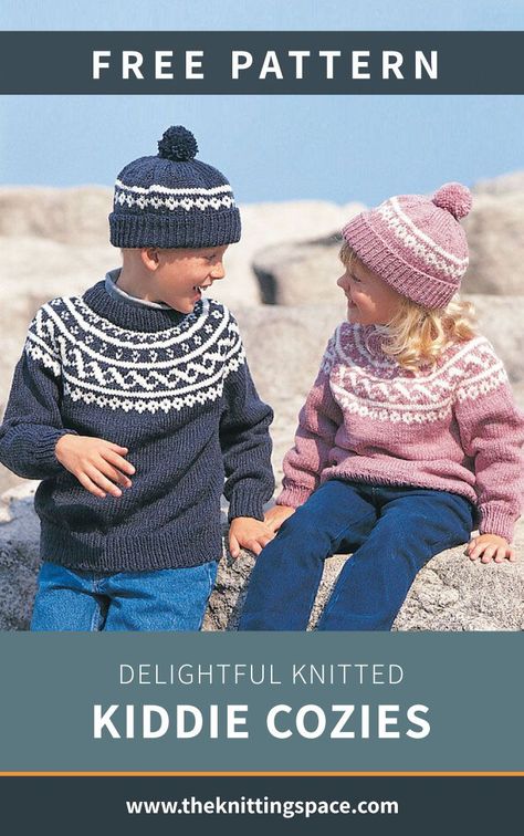 Delightful Knitted Kiddie Cozies [FREE Knitting Pattern] Girls Knitted Sweater Patterns Free, Free Childrens Knitting Patterns Boys, Kids Sweater Pattern Free Knitting, Toddler Sweater Knitting Pattern Free, Toddler Knitting Patterns Free, Fair Isle Knitting Patterns Free, Free Chunky Knitting Patterns, Free Childrens Knitting Patterns, Knitting Kids Sweaters