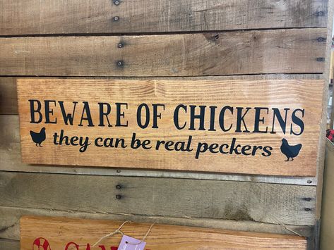 Funny Wooden Signs, Wedding Anniversary Pictures, Wooden Kitchen Signs, Funny Kitchen Signs, Chicken Coop Signs, Chicken Signs, Chicken Lover Gifts, Anniversary Pictures, Signs Funny