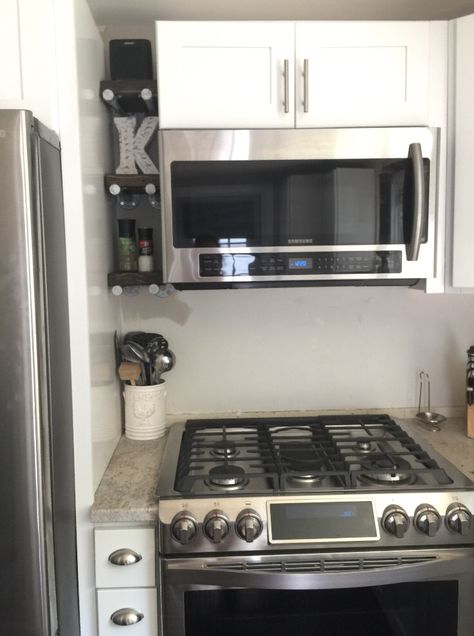 Range At The End Of Cabinet Run, Stove Next To Fridge Small Kitchen, Single Wall Oven Under Cooktop, Wall Oven And Stivetop, Small Over The Range Microwave, Single Wall Oven With Microwave Above, Small Farmhouse Kitchen, New Kitchen Cabinets, Diy Renovation