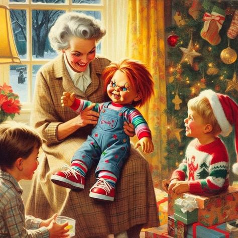 Andy_Barclay - Horror icons at Christmas 🎄🎁 Christmas Horror Art, Scary Christmas, Christmas Horror, Bride Of Chucky, Creepy Christmas, Holiday Images, Creepy Pictures, Horror Icons, Horror Show