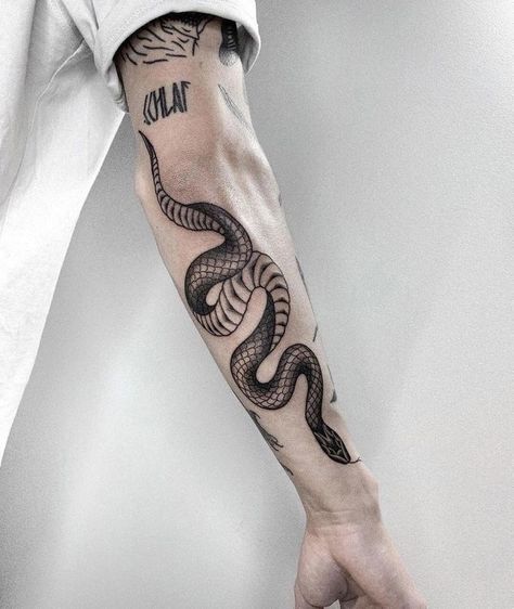 A Snake Tattoo, Best Tattoo Ideas For Men, Tricep Tattoos, Tattoo Snake, The Trend Spotter, Serpent Tattoo, Snake Tattoo Design, Best Tattoo Ideas, Inspiration Tattoos