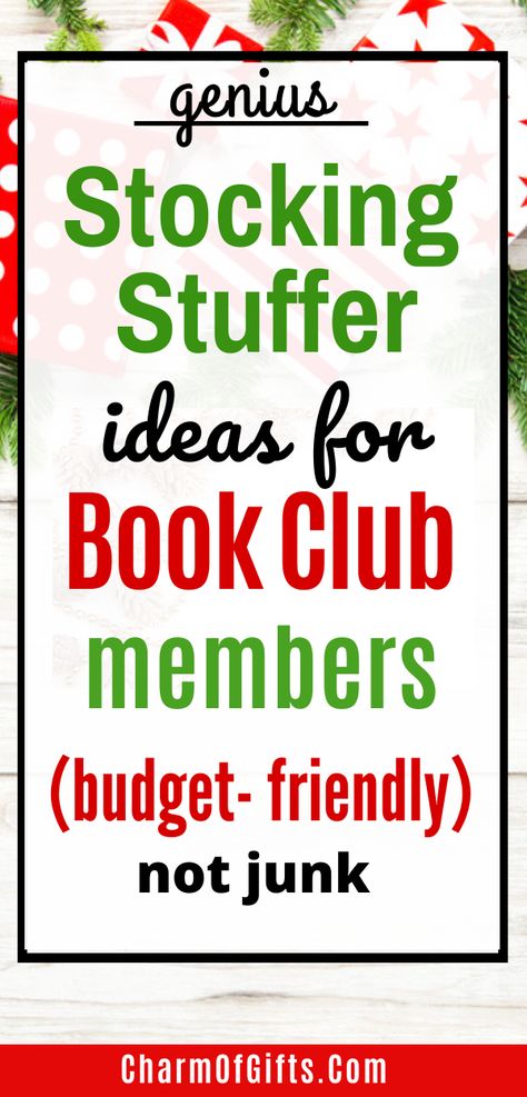 Gift your book club members these small Christmas gifts that make the perfect stocking stuffers for bibliophiles and book lovers. #booklovers #stockingstuffers #christmas Book Club Gift Basket Ideas, Book Club Holiday Party, Christmas Ornaments For Book Lovers, Bookclub Christmas Ideas, Book Club Gift Basket, Christmas Book Basket Ideas, Book Exchange Basket, Book Club Hostess Gift, Stocking Stuffers For Book Lovers