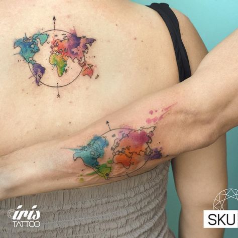 Watercolour Tattoo, Tattoo World, Miami Tattoo, Miami Ink, Map World, E Tattoo, Beauty Remedies, Fine Line Tattoos, Custom Tattoo